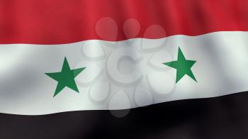 A 3D rendered still of a Syrian flag, waving and rippling in the wind. Also available as loopable animated version in my portfolio.