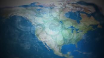 Northern America on a world map with vignette and radial blur effect. Elements of this image are furnished by NASA.