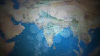 South Asia on a world map with vignette and radial blur effect. Elements of this image are furnished by NASA.