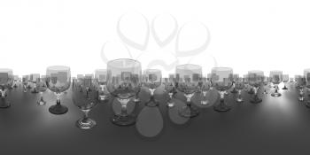 hdri map with empty wine glasses 3d illustration