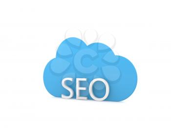 SEO optimization and a cloud on a white background. 3d render illustration.