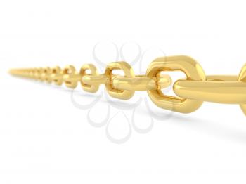 Golden chain on a white background. 3d render illustration.