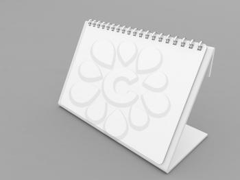 Calendar blank mockup on gray background. 3d render illustration.
