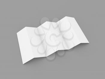 White brochure layout on gray background. 3d render illustration.