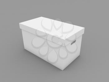 Box mockup on white background. 3d render illustration.
