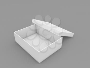 Paper box mock up on gray background. 3d render illustration.