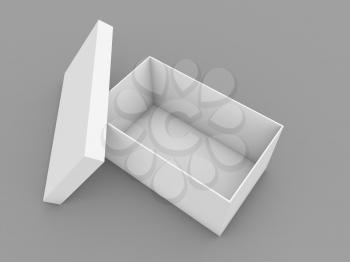 Shoe box on a gray background. 3d render illustration.