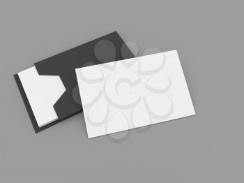Business card blank mockup on gray background. 3d render illustration.
