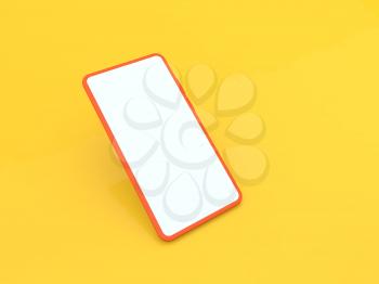Smartphone mock up on a yellow background. 3d render illustration.