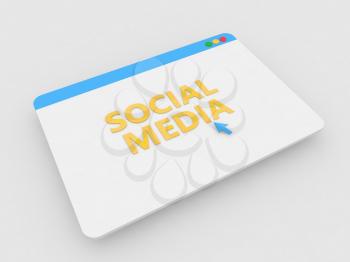 Social media page of internet browser on gray background. 3d render illustration.