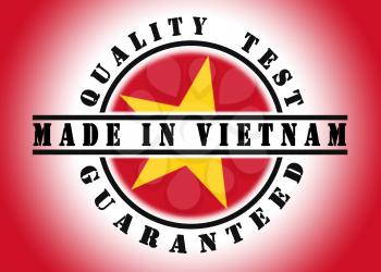 Quality test guaranteed stamp with a national flag inside, Vietnam