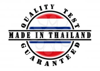 Quality test guaranteed stamp with a national flag inside, Thailand
