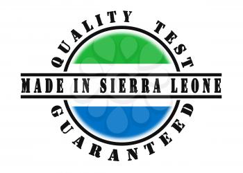 Quality test guaranteed stamp with a national flag inside, SIerra Leone