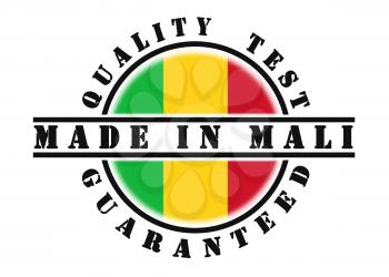 Quality test guaranteed stamp with a national flag inside, Mali