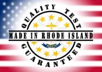 Quality test guaranteed stamp with a state flag inside, Rhode Island