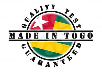 Quality test guaranteed stamp with a national flag inside, Togo
