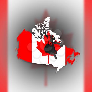 Canada map with the flag inside, isolated