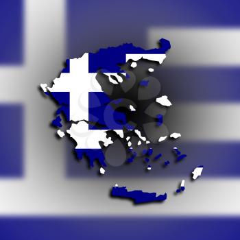 Greece map with the flag inside, isolated