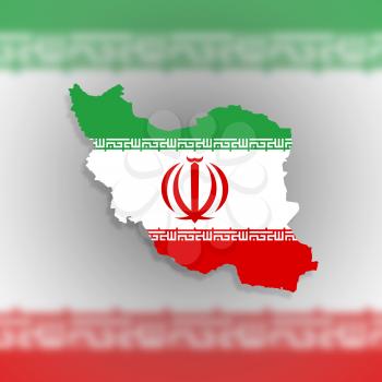 Map of Iran and Iranian flag illustration, isolated
