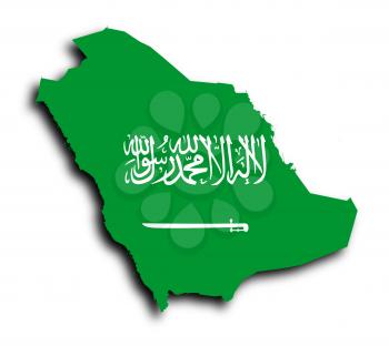 Saudi arabia map filled with flag, isolated