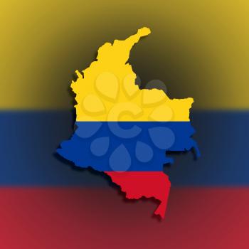 Map of Colombia filled with flag, isolated