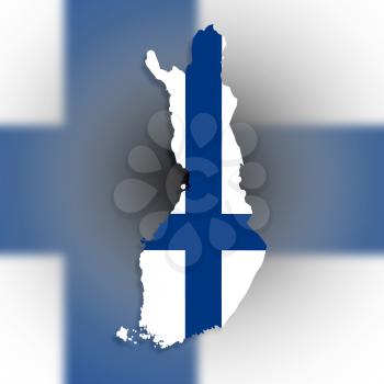 Map of Finland filled with flag, isolated