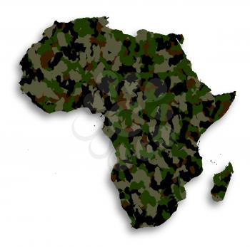 Map of Africa filled with camouflage pattern, isolated