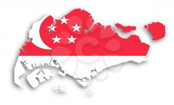 Map of Singapore filled with flag, isolated