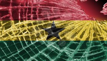 Isolated broken glass or ice with a flag, Ghana