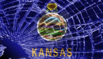 Isolated broken glass or ice with a flag, Kansas