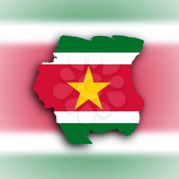 Country shape outlined and filled with the flag, Suriname