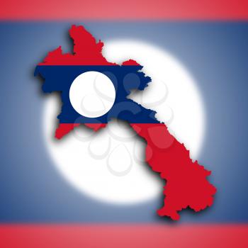 Map of Laos filled with the national flag