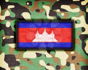 Amy camouflage uniform with flag on it, Cambodia