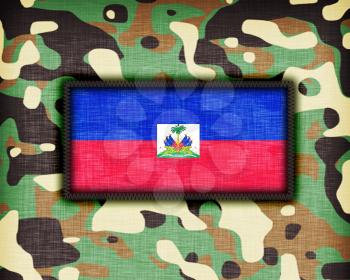 Amy camouflage uniform with flag on it, Haiti