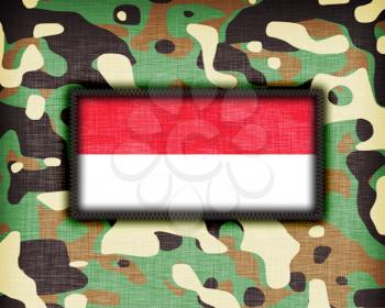 Amy camouflage uniform with flag on it, Indonesia