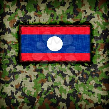 Amy camouflage uniform with flag on it, Laos