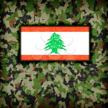 Amy camouflage uniform with flag on it, Lebanon