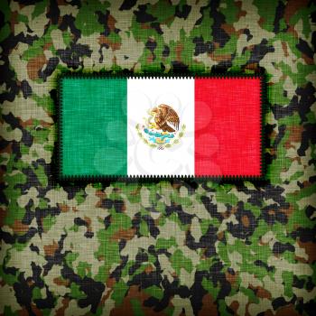 Amy camouflage uniform with flag on it, Mexico