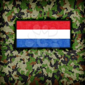 Amy camouflage uniform with flag on it, the Netherlands