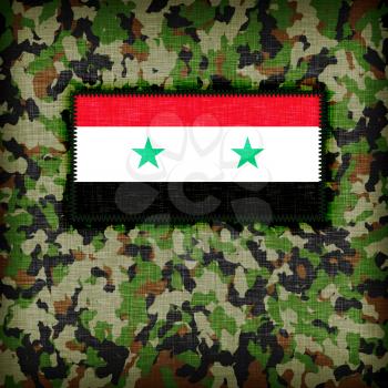 Amy camouflage uniform with flag on it, Syria