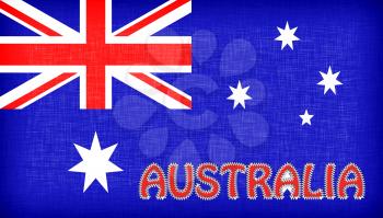 Flag of Australia with letters stiched on it
