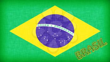 Flag of Brazil with letters stiched on it