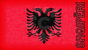 Flag of Albania stitched with letters, isolated