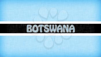 Flag of Botswana stitched with letters, isolated