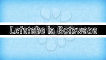 Flag of Botswana stitched with letters, isolated