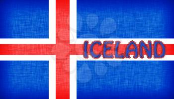 Flag of Iceland stitched with letters, isolated