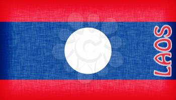 Linen flag of Laos with letters stiched on it