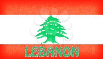Flag of Lebanon stitched with letters, isolated