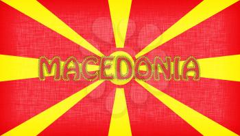 Flag of Macedonia stitched with letters, isolated
