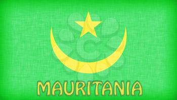 Linen flag of Mauritania with letters stiched on it